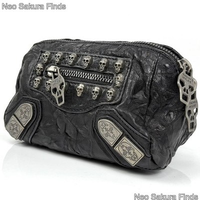 Thomas Wylde Skull Mini Clutch Schwarz Leder Y2K Tasche