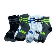 NWOT Puma 10 Pairs Kids Crew Socks Assorted Colors B0832