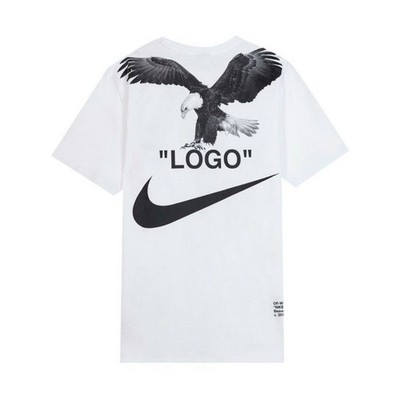 Nike Off-White Men's White Black Graphic Logo Tuxedo Eagle Cotton T-Shirt