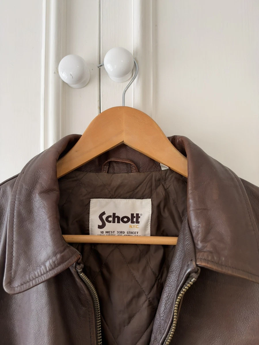 Chaqueta de cuero marrón Schott NYC talla S