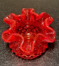 Vintage Fenton Ruby Red Orange Amberina Hobna...
