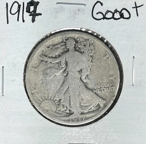 1917 WALKING LIBERTY SILVER HALF DOLLAR ~  GOOD+  ~ NICE COIN ~ 90% SILVER