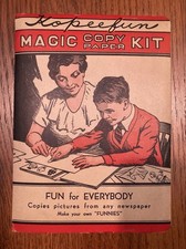 Vintage 1935 Kopeefun Magic Copy Paper Kit Booklet Create / copy cartoons Used