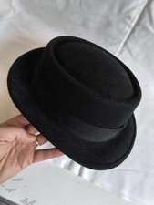 Christys' London Black Wool Felt Fedora Hat Mens Size L Classic Trilby Style