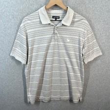 Bad Birdie Mens Golf Polo Shirt Large Pima Cotton Blend Dash Pattern Grey 7383