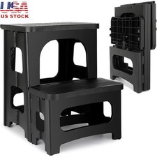 Foldable 2-Step Stool Lightweight Durable Anti-Skid Safe Home Kids Adults New