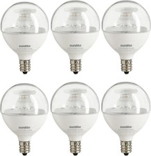 6Pack G16.5 Dimmable Clear Globe Light Bulb, E12 Candelabra Base, 5W 40W , 4000K