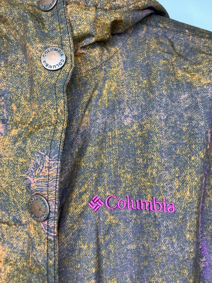 Columbia Traje de Nieve Juvenil 18/20 Camuflaje Galaxy Naranja Omni Tech Con Capucha Una Pieza Esquí Foto 3 de 4