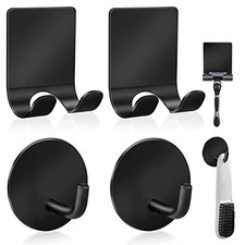 Razor Holder 304 Stainless Steel for Shower Adhesive Sticky Heavy Black-4pcs