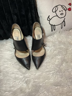 Gently Loved Jimmy Choo Black Leather Heels,  Size 39.5 but fit like 8.5