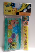 SpongeBob SquarePants 4 PC Stationery Set Pencil Pouch, Sharpener, Ruler, Eraser