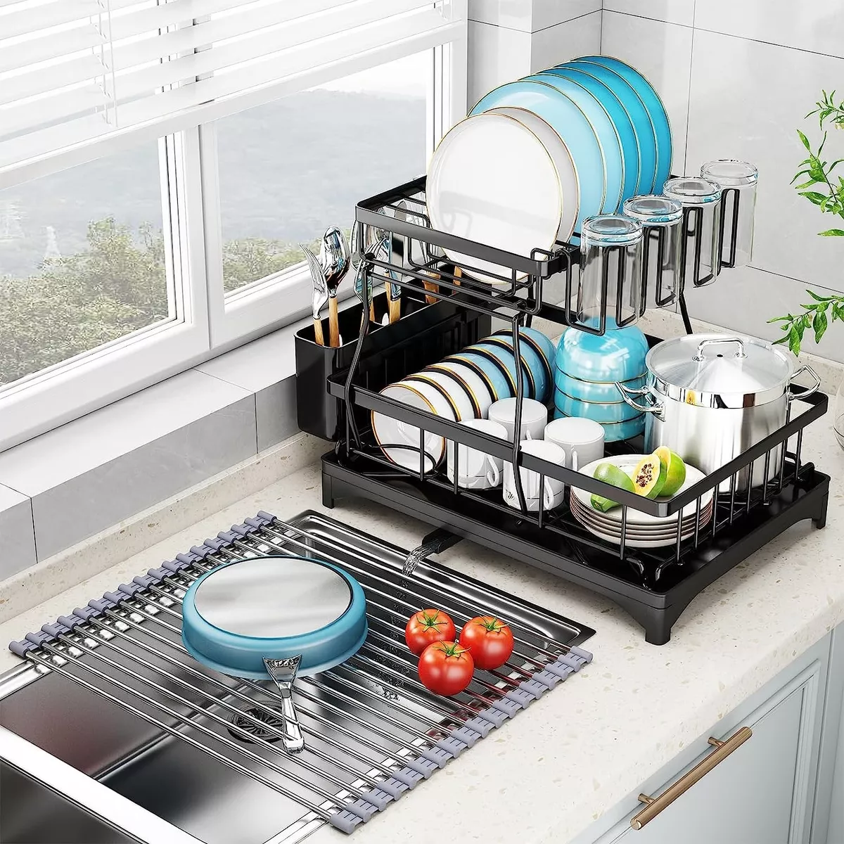 Stainless Steel Dish Rack Dish Drainer Drying Dryer Rack Holder