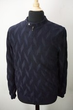 Giorgio Armani Black Label Navy Blue Terry Cloth Silk Blend Bomber Jacket 48 NEW