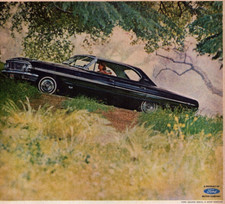 Ford Galaxie 500 Woman Driver Landscape Multicolor Vintage Print Ad 1963 Ford Galaxie 500 Woman Driver Landscape Multicolor Vintage Print Ad 1963