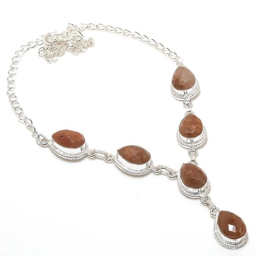 Strawberry Quartz Gemstone 925 Handmade Sterling Silver Jewelry Necklace Sz- 18" - 第 1/1 張圖片