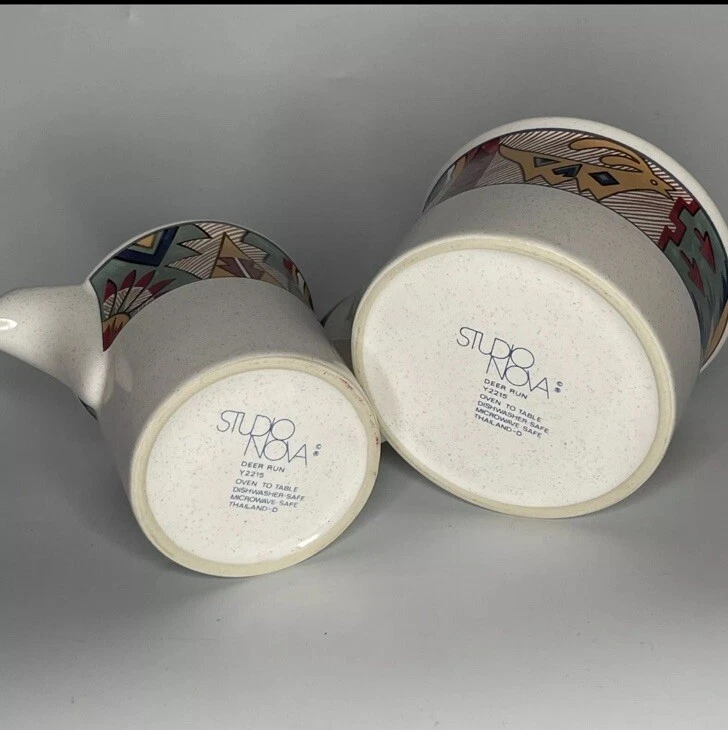 Винтажная крышка для сахарного сливочника Studio Nova Deer Run 3 шт. Southwestern Aztec Discont - Изображение 4 из 4