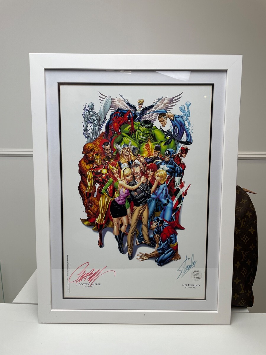 Stan Lee & MARVEL - Hand Signed Poster by J.Scott Campbell & Nei