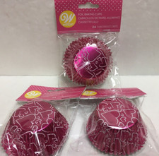 Lot of 3 X 24 count each, Foil Wilton Valentine's Cupcake Baking Cups Liners NIP