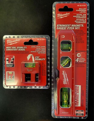 Milwaukee Billet Torpedo Magnet 7in Level 48-22-5107 Comes With FREE PIPE LEVEL