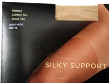 Talbots SILKY SUPPORT Control Top Sheer Toe Pantyhose Size A, B, C, 1X, 2X ~ NEW