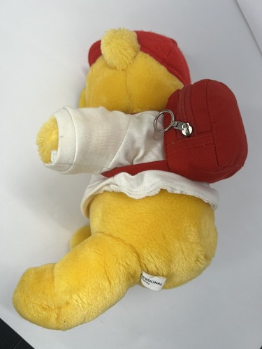 Vintage Sears Winnie The Pooh 9 Inch Plush w/Backback Shirt Red Hat Yellow Rare - Picture 4 of 11
