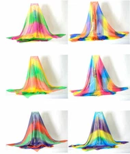 Scarf Bandana Head Wrap Beach Shawl Silk Touch 54'' Large Summer Square Rainbow