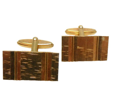 24. Vintage Manschettenknöpfe rechteckig 60-70er Jahre Modeschmuck goldfarben