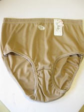 Vtg New w Tags Tan/Nude Panties Sz 10 Stretch Jolie Intimates Hi Cut Silky Soft