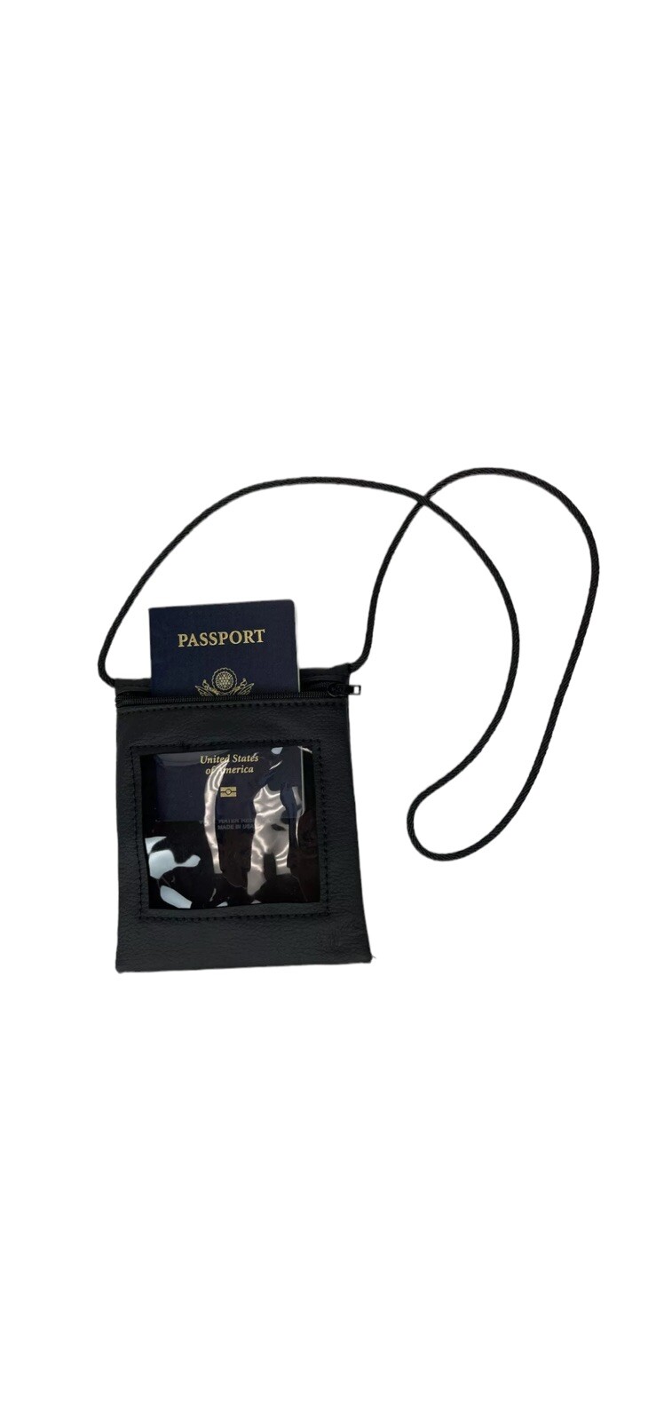 Vinyl Passport Holder with Lanyard Travel Wallet Card Case-image
