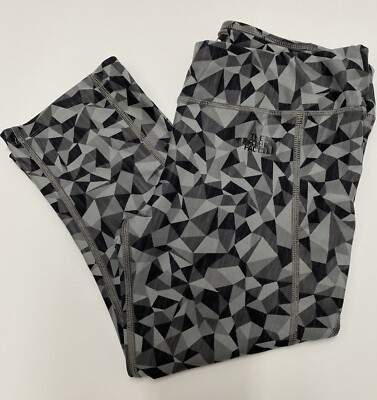 The North Face Geometric Print Black Gray Capri Leggings Sz M