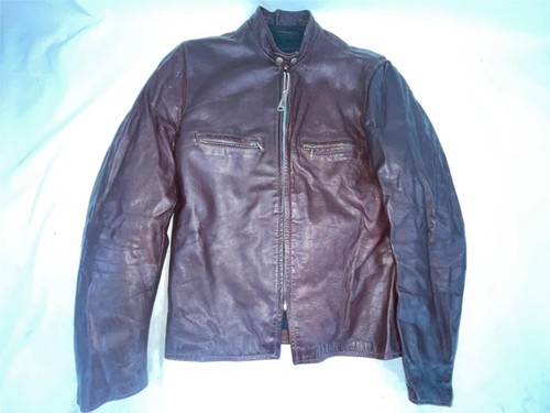 VTG 70S MENS M BROOKS RACER CAFE BROWN MOTORCYCLE BIKER LEATHER JACKET - Picture 18 of 21