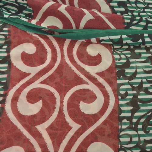 Sanskriti Vintage Sarees Indian Multi Blend Georgette Silk Printed Sewing Fabric - Picture 10 of 12