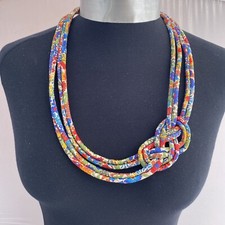 A New Handmade Beautiful Liberty Fabric Infinity Knot Plait Statement Necklace