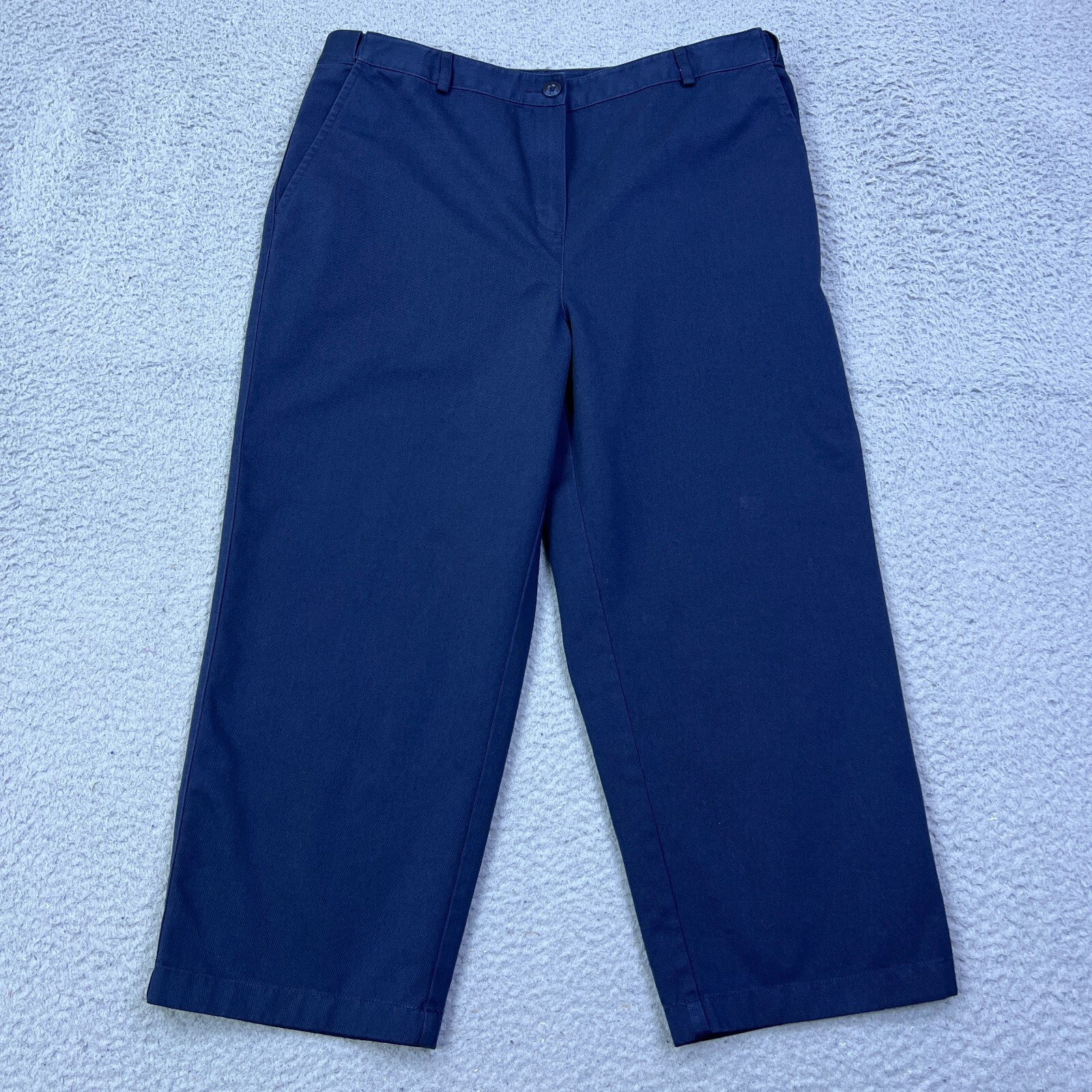 LL Bean Women's Perfect Fit Pants Straight Leg Crop Women's 14 Blue Classic Fit