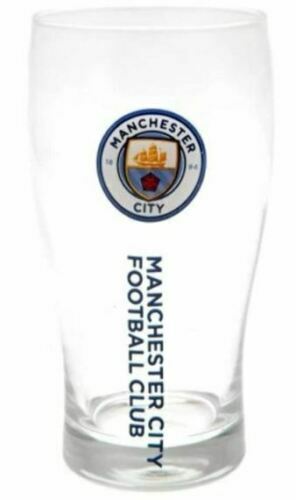 MANCHESTER CITY FC GLASS - PINT CUP FOOTBALL CLUB GIFT OFFICIAL LICENSE - Picture 1 of 3