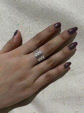 Sterling Silver .925 Filigree Wide Band Statement Ring size 8 open adjustable