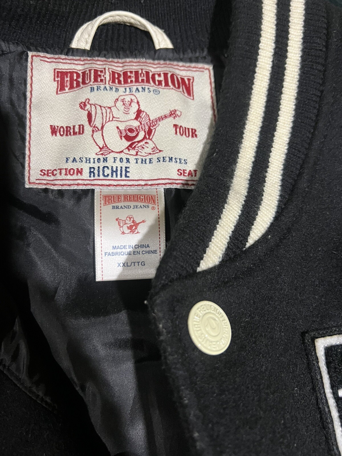 True Religion Varsity Jacket Richie Letterman bomber jacket men's XXL image 4