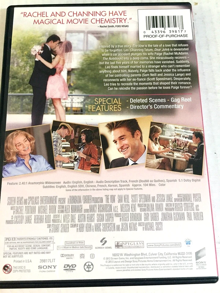 The Vow Rachel McAdams DVD Ships Same Free Day With Tracking Foto 2 de 2