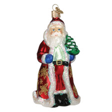 Old World Christmas GLISTENING GOLDEN SANTA 40249 Glass Ornament w/Box