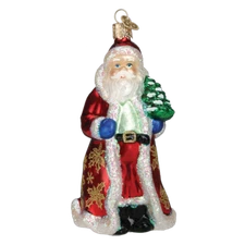Old World Christmas GLISTENING GOLDEN SANTA (40249) Glass Ornament w/Box