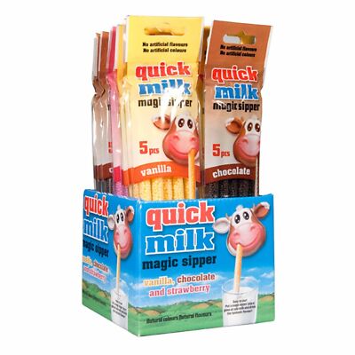 4 Beutel je 5 Trinkhalm Milch Quick Milk Banane+ Erdbeere + Vanille + Schokolade