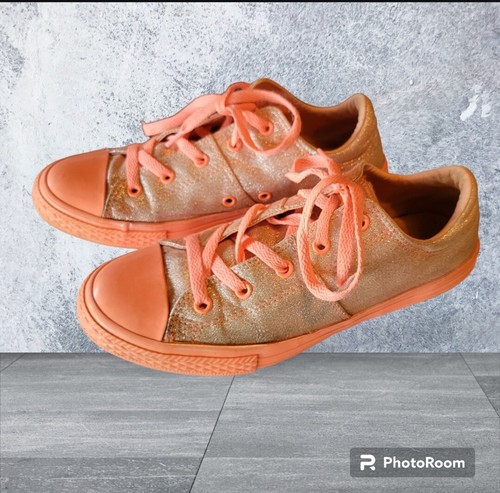 Converse All Stars Mono Shine Juniors Size 4 Orange Glitter