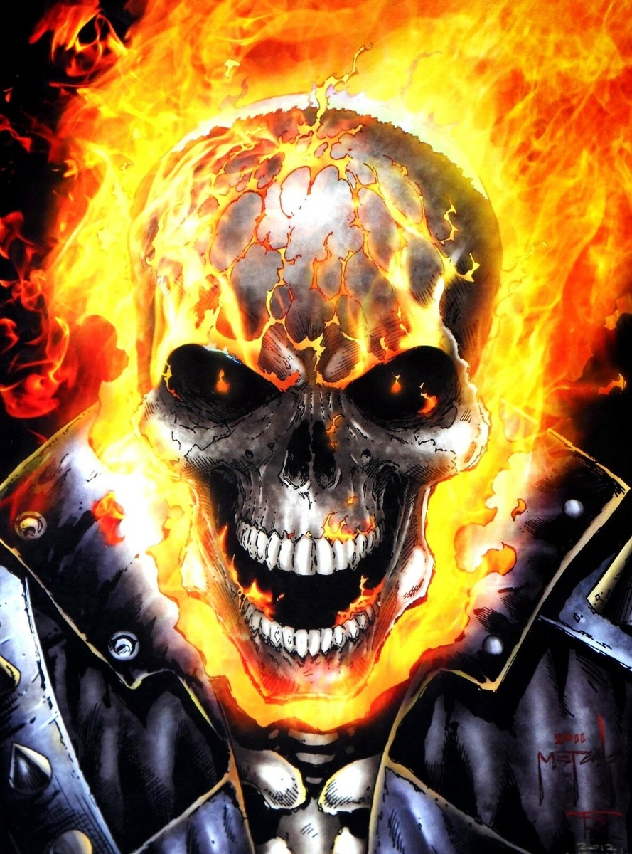 GHOST RIDER “SKULL ON FLAME” PRINT SIGNED BY ARTIST JASON