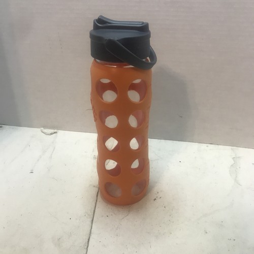 Lifefactory Water Glass Bottle Orange Silicone Sleeve 20 oz Flip Top Lid - Picture 2 of 6