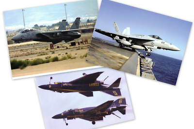 Luftfahrt Fotodruck A4 Format x 3 F-4 Phantom, F-14 Tomcat, F-18 Hornet US Navy 