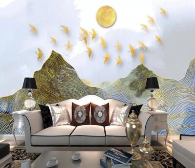 3D Golden Textur Berg ZHUC21354 Tapete Wandbild Fototapete Abnehmbarer Ann