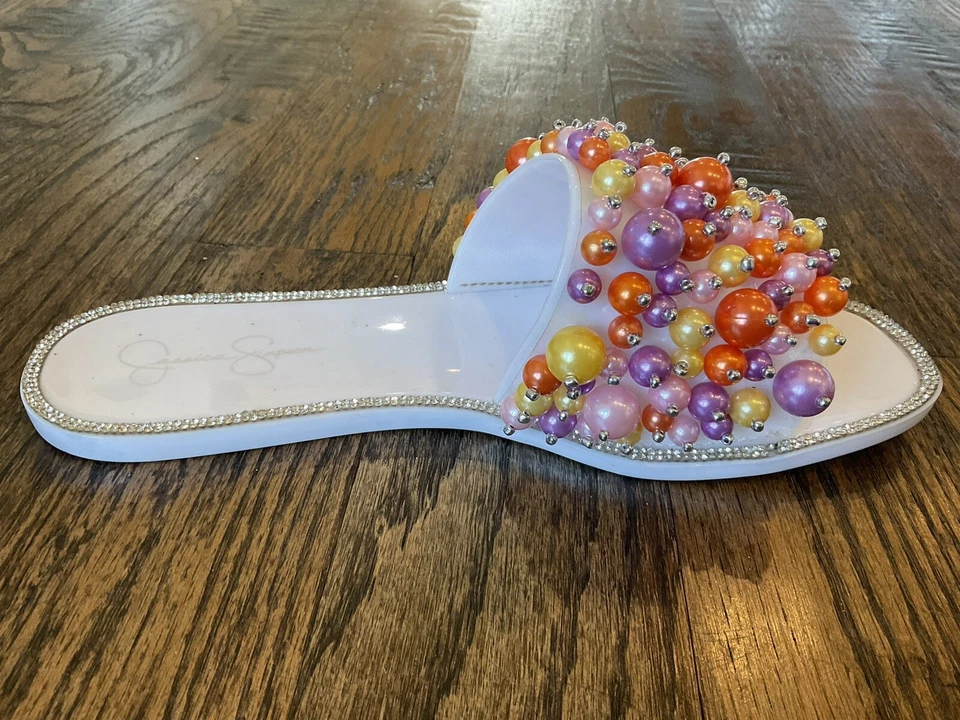 Jessica Simpson Kassime Crystal Embellished Jelly Slide Sandals Women's  9/40 - Image 2 of 4