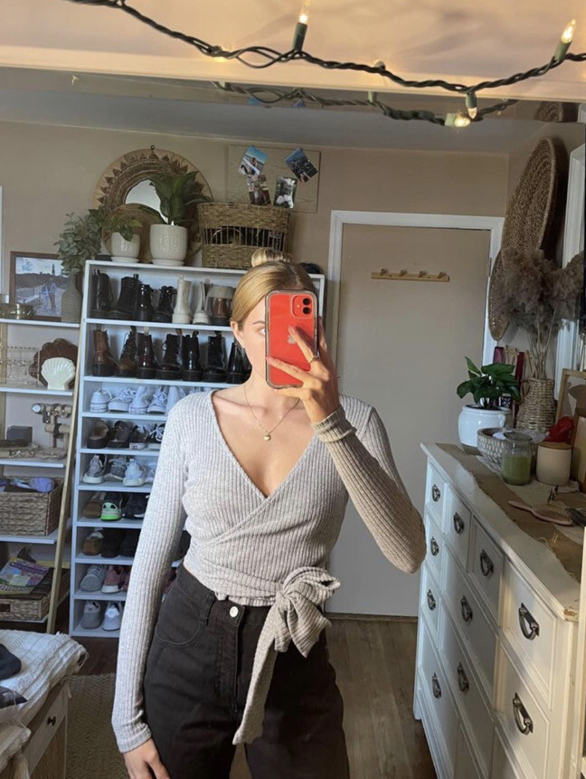 long sleeve wrap top zara