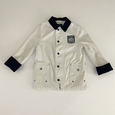 Polo Ralph Lauren Boys Jacket 6 Crest Patch White Blue Cotton Corduroy Trim Oar
