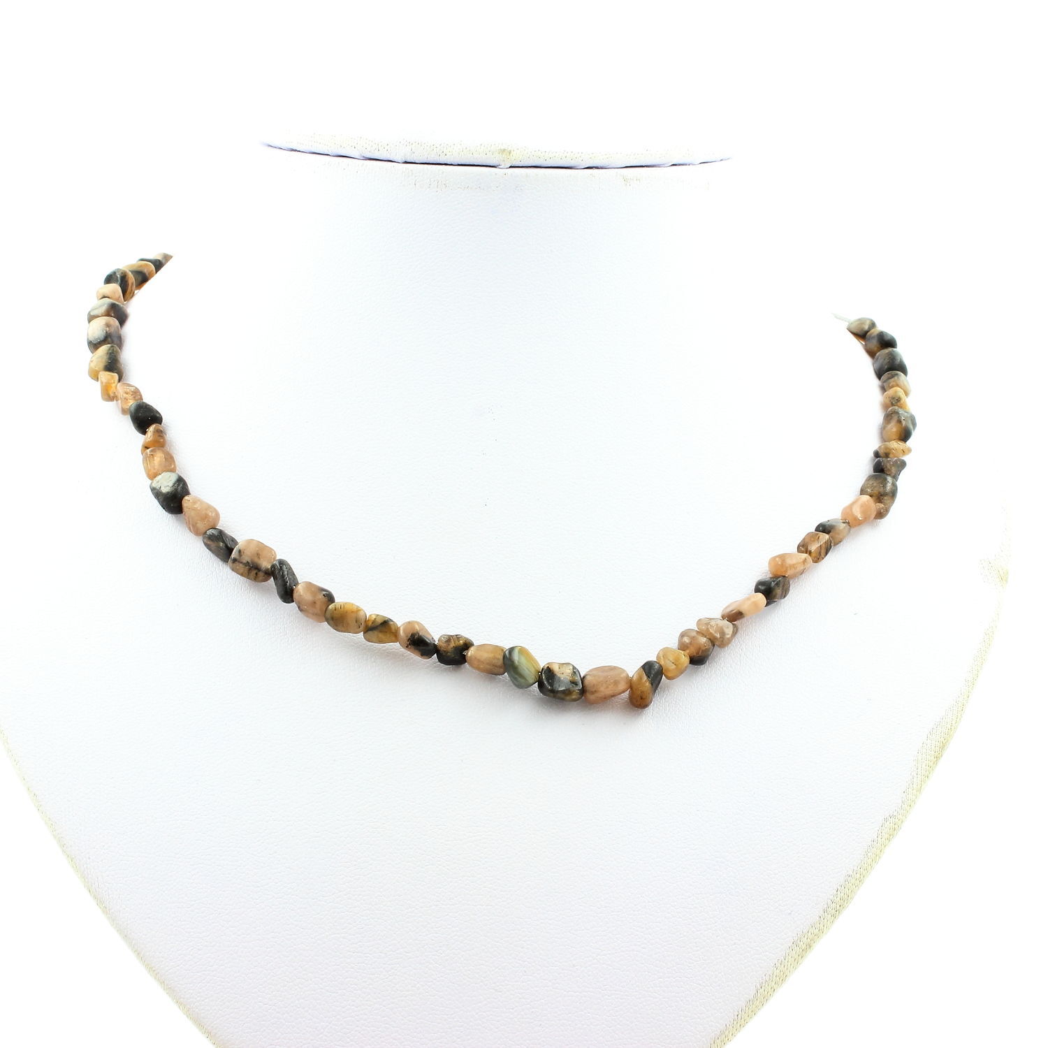 Collier en pierres précieuses Andalousite et chaine en acier haut de gamme
